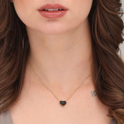 Medium Black Heart Necklace