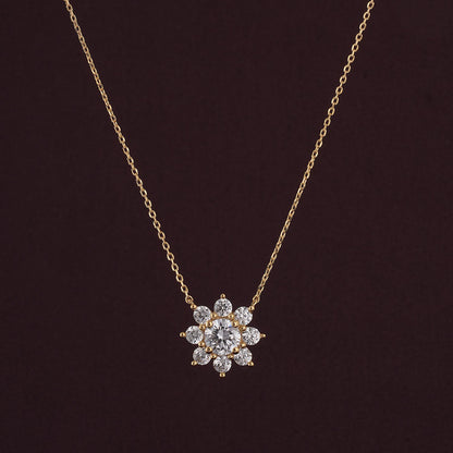 Flower Solitaire Necklace- 18K Gold Vermeil