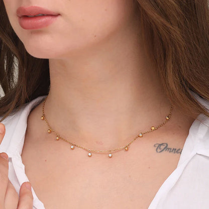 Multiple Stones Necklace & Dainty Solitaire Ring Gift set
