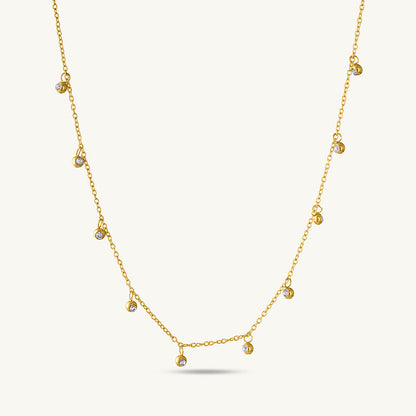 Multiple Stones Necklace & Dainty Solitaire Ring Gift set