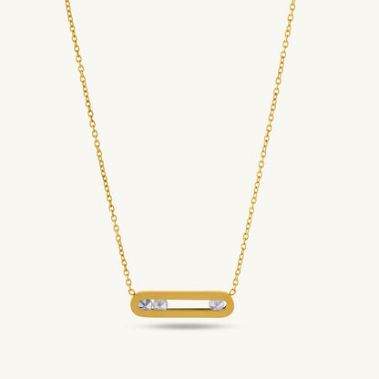 Stones Bar Necklace & Bar Charm Bracelet Combo Set
