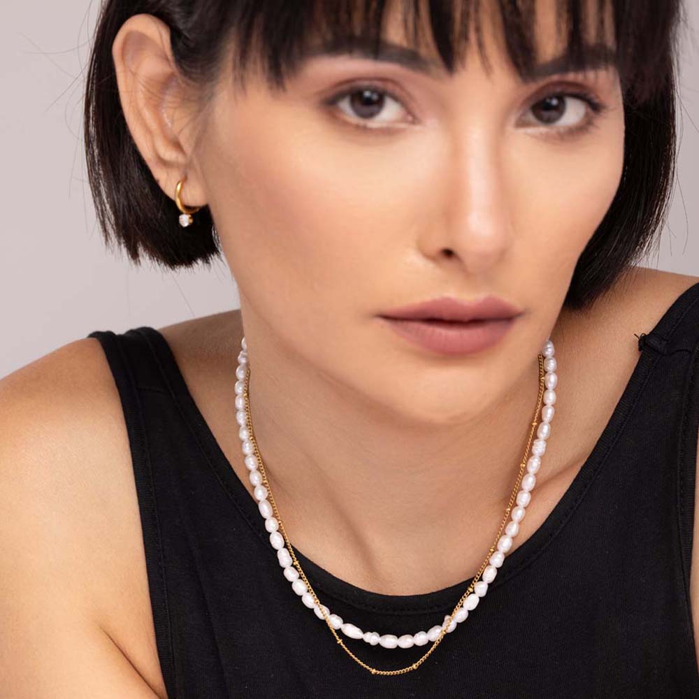 Pearl Chain Two Layer Necklace