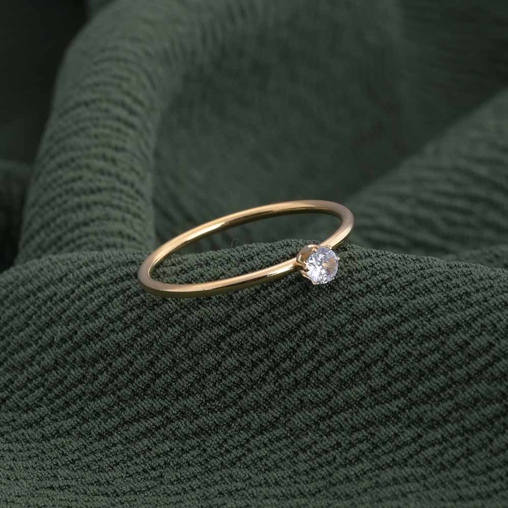 Dainty Solitaire Ring & Sparkling Hearts Gold Necklace Gift set