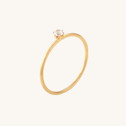 Dainty Solitaire Ring & Sparkling Hearts Gold Necklace Gift set