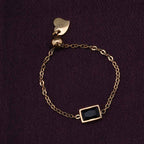 Dainty Black Stone Adjustable Chain Ring