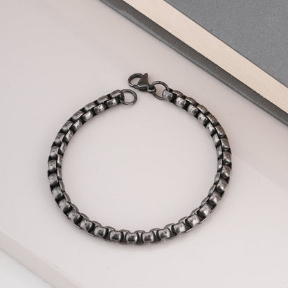 Silver Ball Chain Black Bracelet