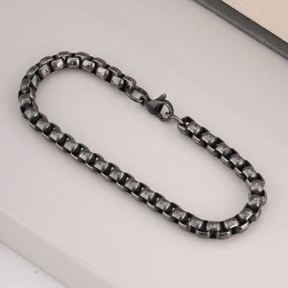 Silver Ball Chain Black Bracelet