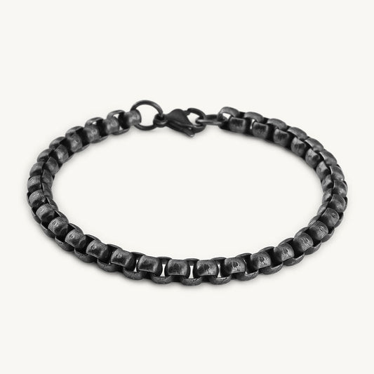 Silver Ball Chain Black Bracelet