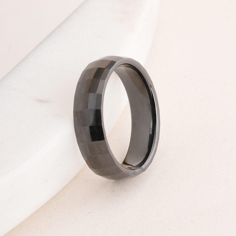 Black Check Box Ring