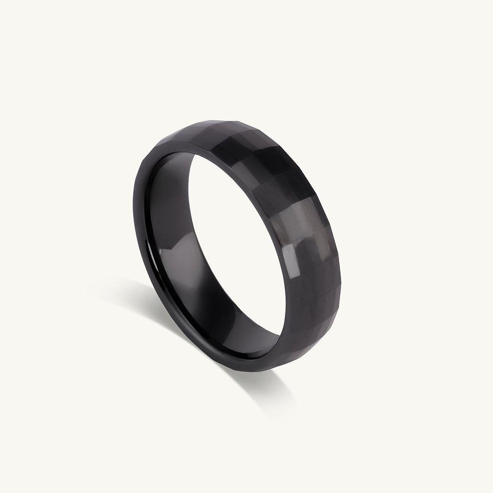 Black Check Box Ring