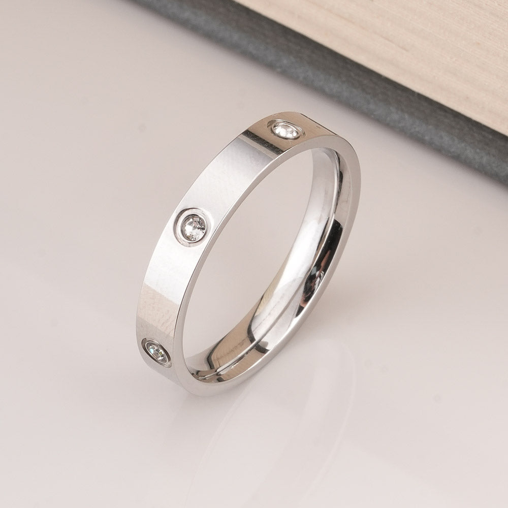 Elegant Diamond Silver Band Ring
