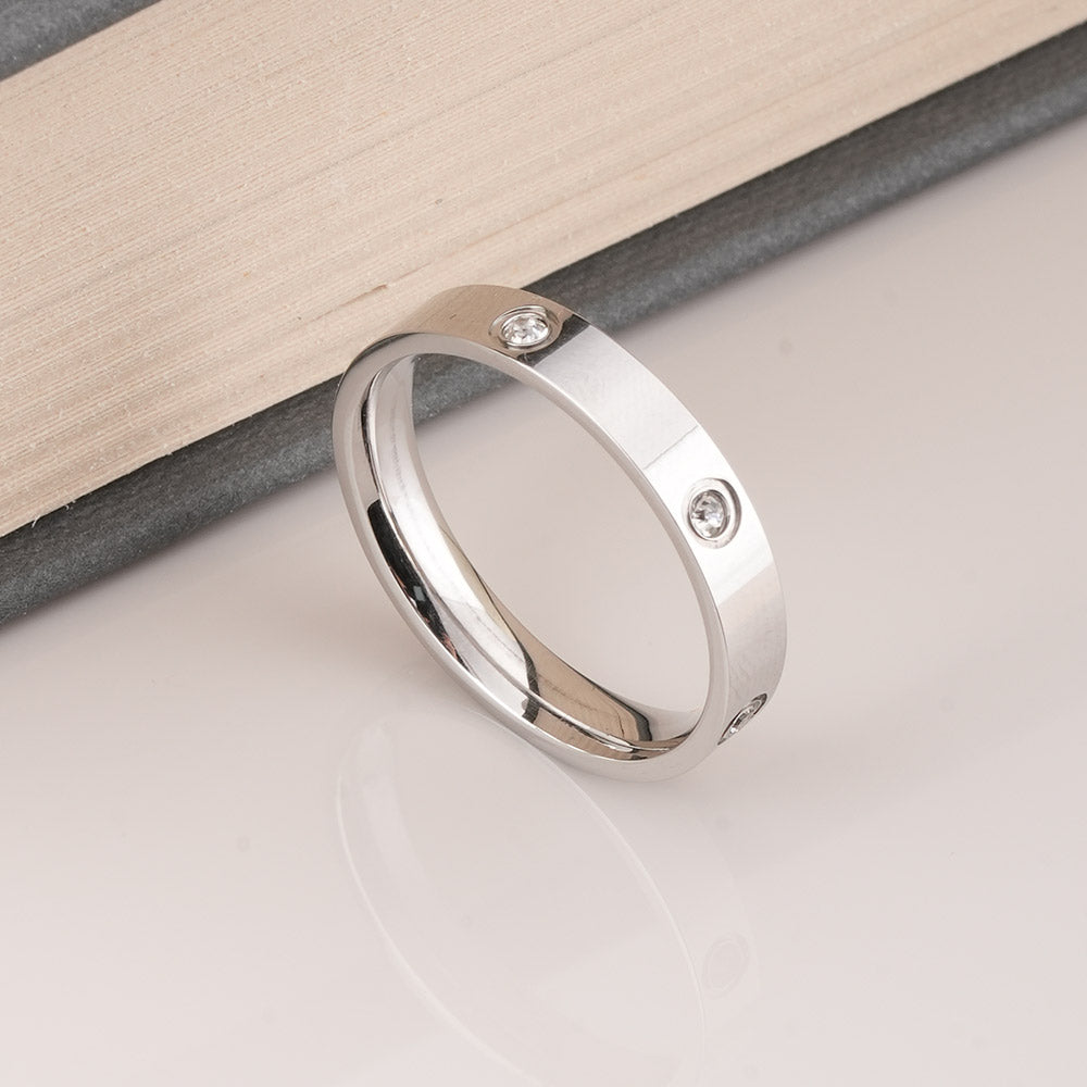 Elegant Diamond Silver Band Ring