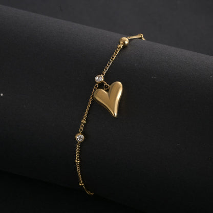 Heart Charm Solitaire Bracelet