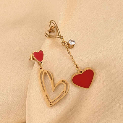 Red Heart Dangle Earrings