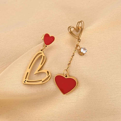 Red Heart Dangle Earrings