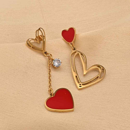 Red Heart Dangle Earrings
