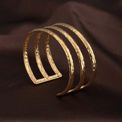 Three Layer Sleek Gold Cuff Bracelet