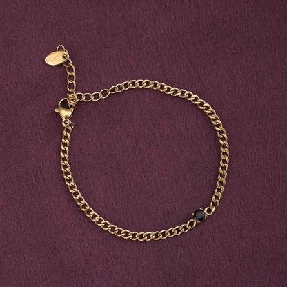Vintage Black Gemstone Chain Bracelet