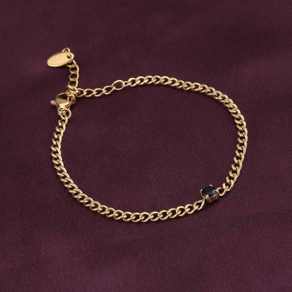 Vintage Black Gemstone Chain Bracelet