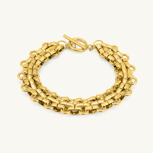 Thick Gold Interlocking Chain Bracelet