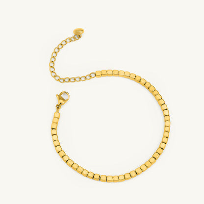 Gold Cube Chain Bracelet & Double Chain Delight Necklace Combo Set