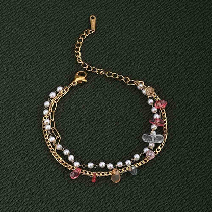 Minimalist Pearl Three Layered Bracelet