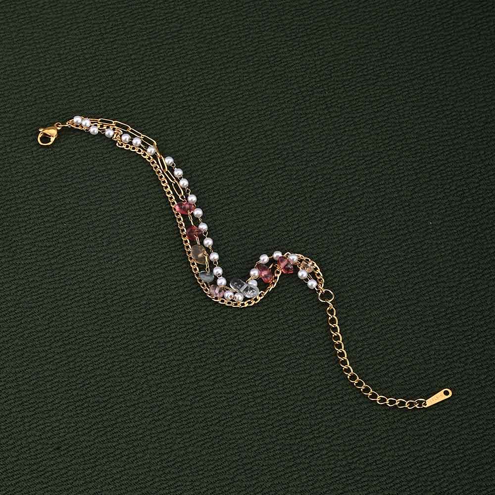 Minimalist Pearl Three Layered Bracelet