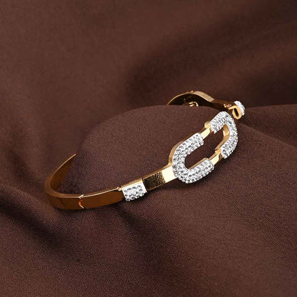 Gold Zircon Studded Cuff Bracelet