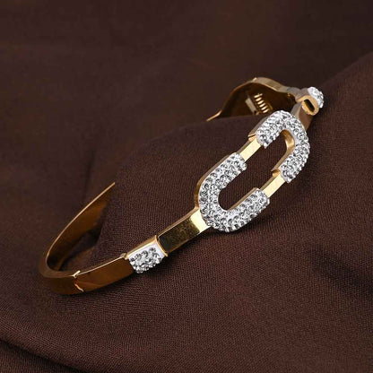 Gold Zircon Studded Cuff Bracelet