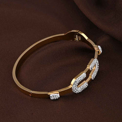 Gold Zircon Studded Cuff Bracelet
