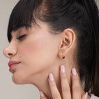 Double Chain Delight Necklace & Classic Textured Hoops Combo Set