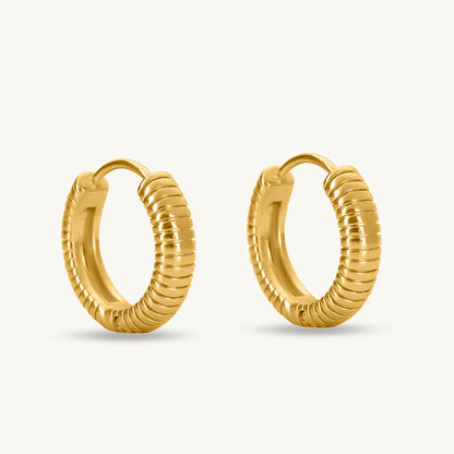 Small Bar Bracelet & Classic Textured Hoops Combo Set