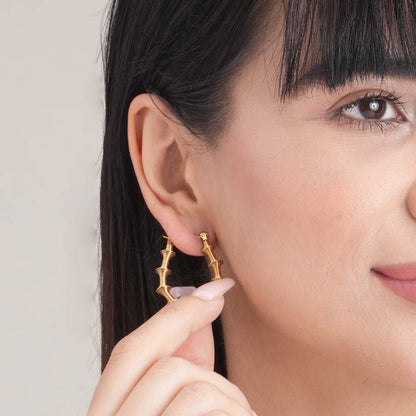 Stylish Gold-Toned Textured Hoop Earrings