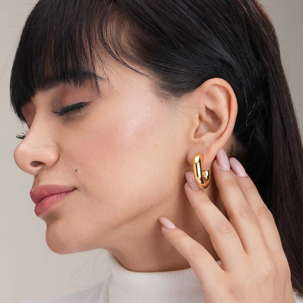 Modern Halo Earrings | Gold