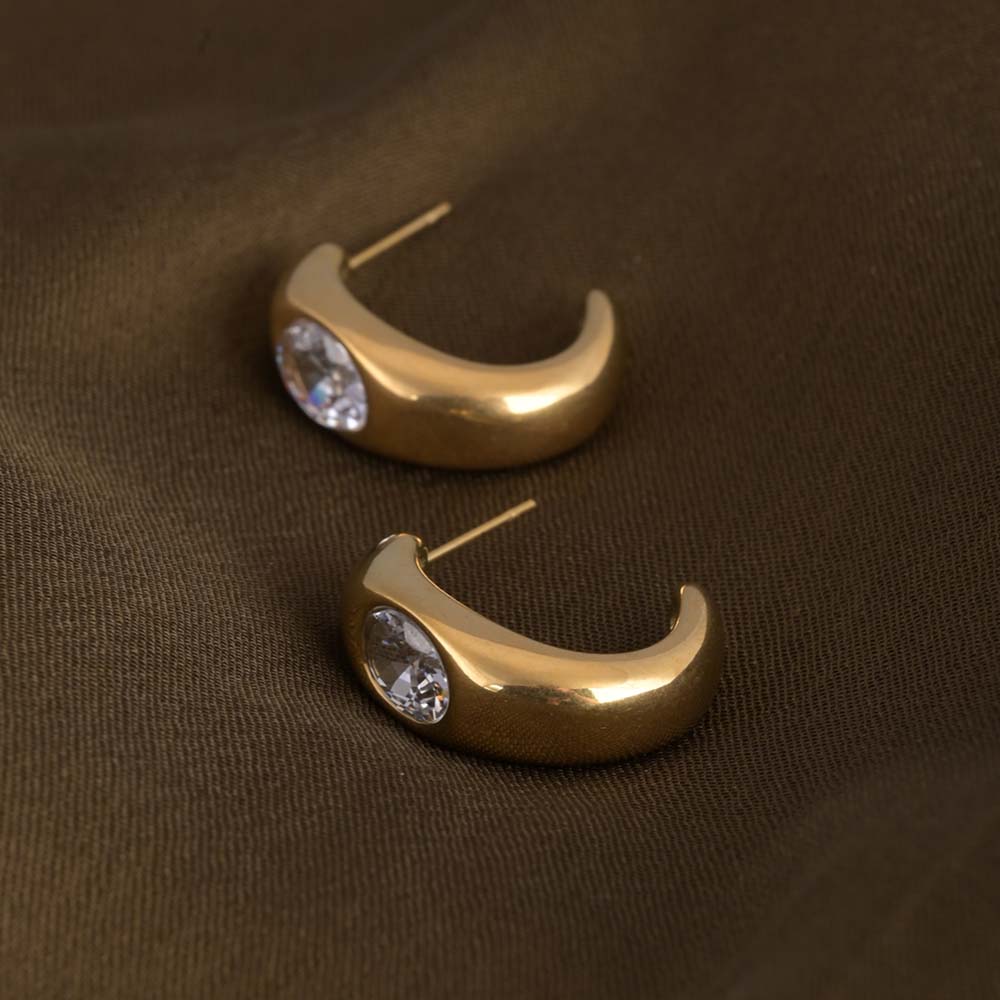 Crescent Moonstone Earrings