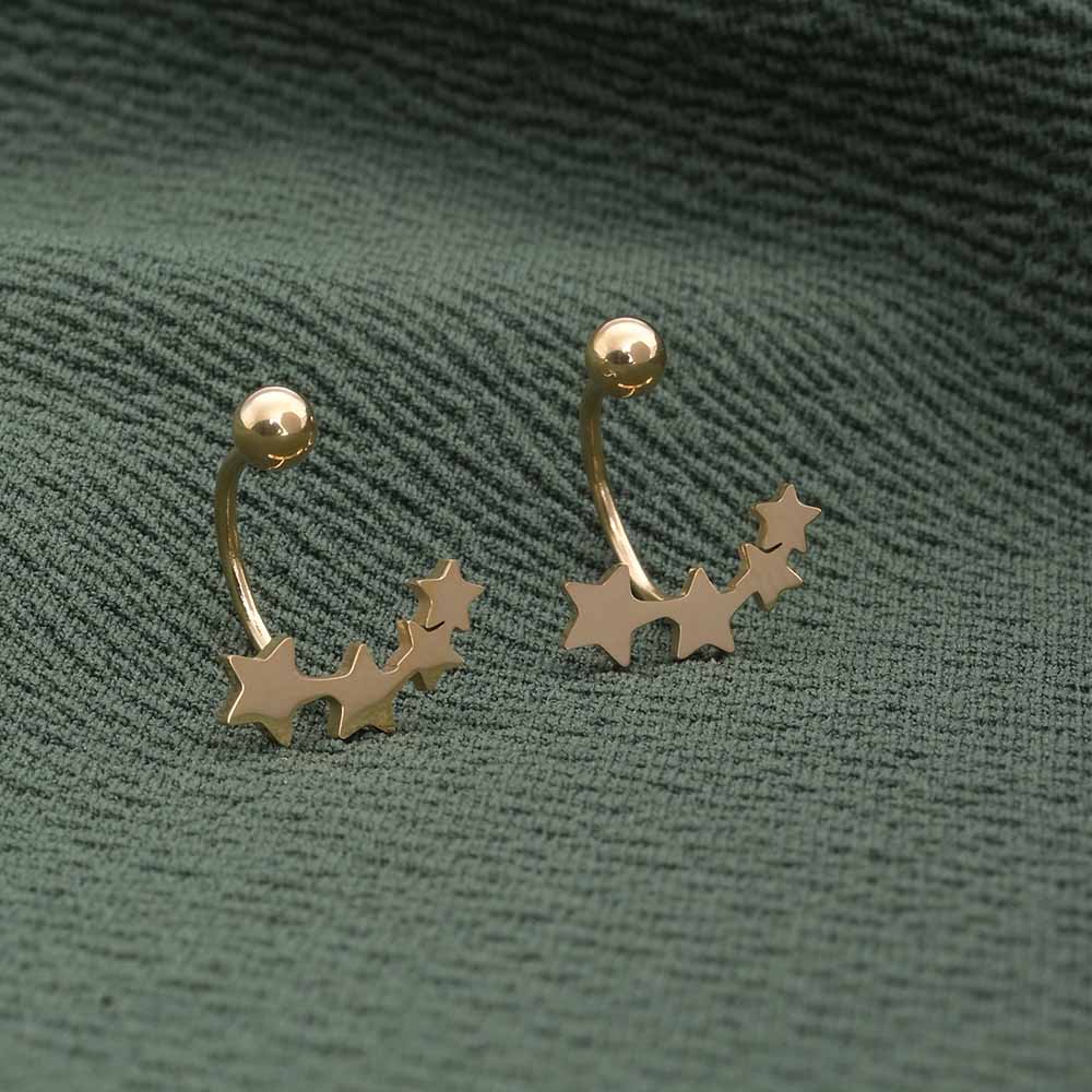 Delicate Gold Star Motif Open Hoop Earrings