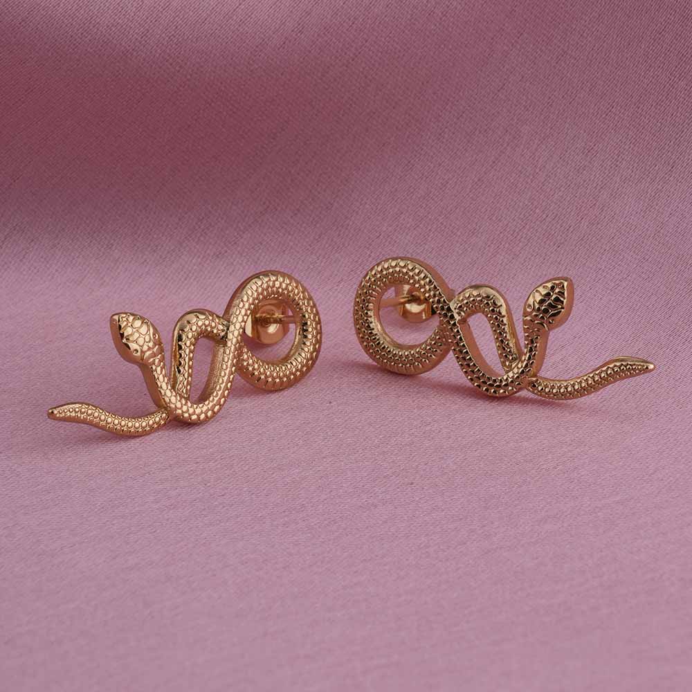 Gold Snake Drop Earrings