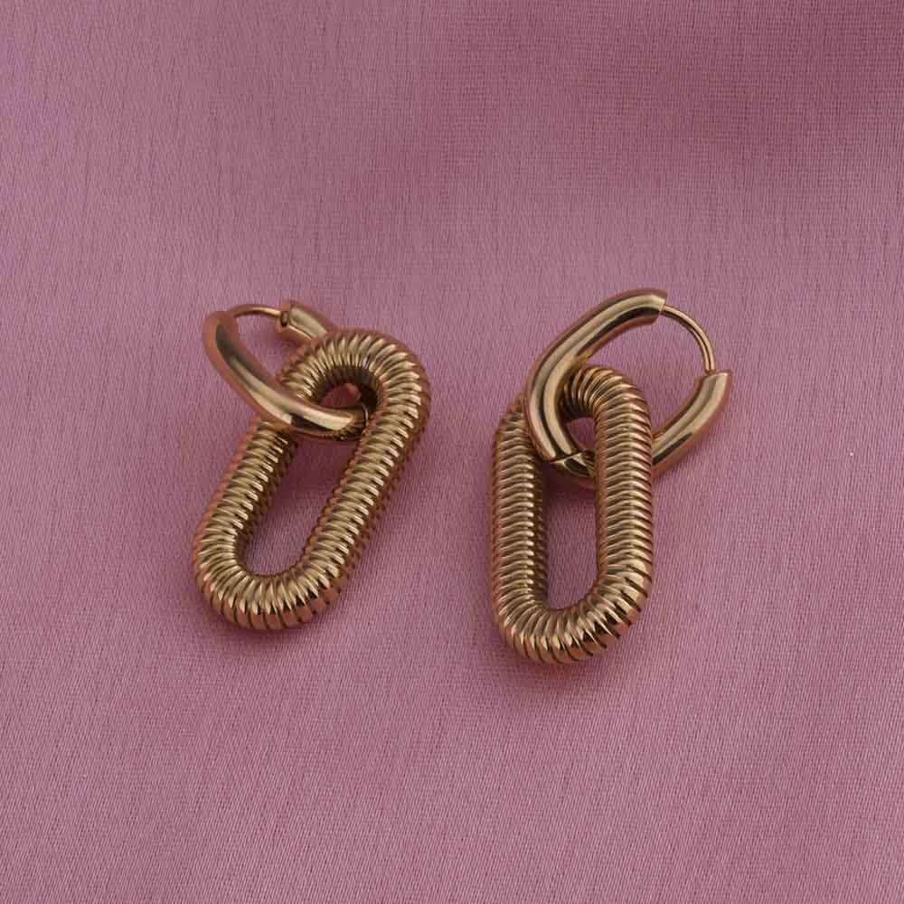 Gold Plated Coil Drop Earrings