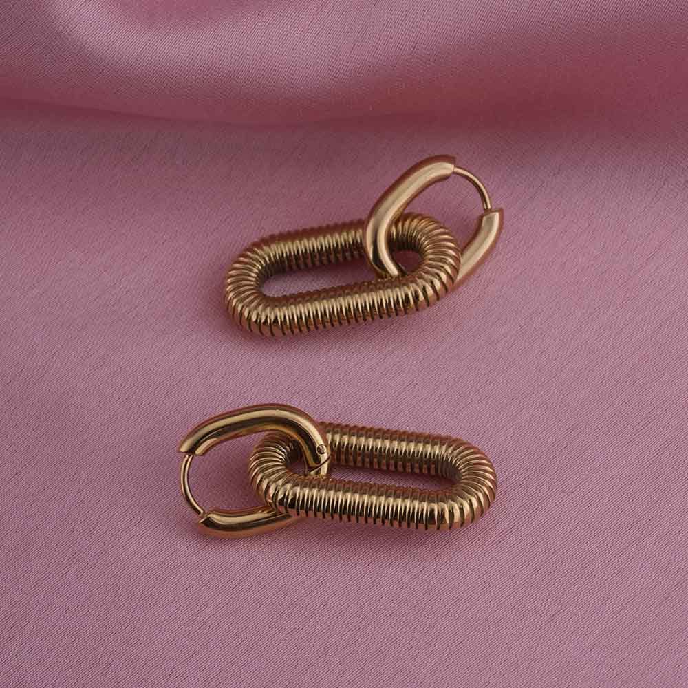 Gold Plated Coil Drop Earrings