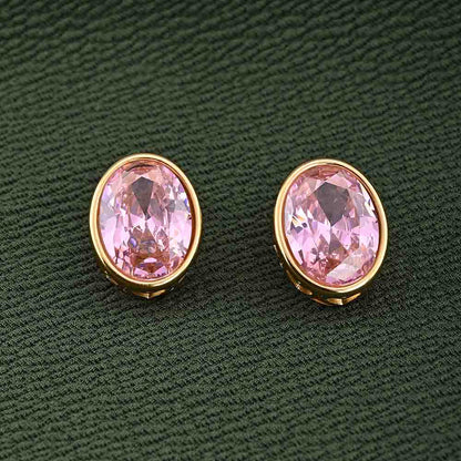 Statement Pink Gemstone Stud Earrings