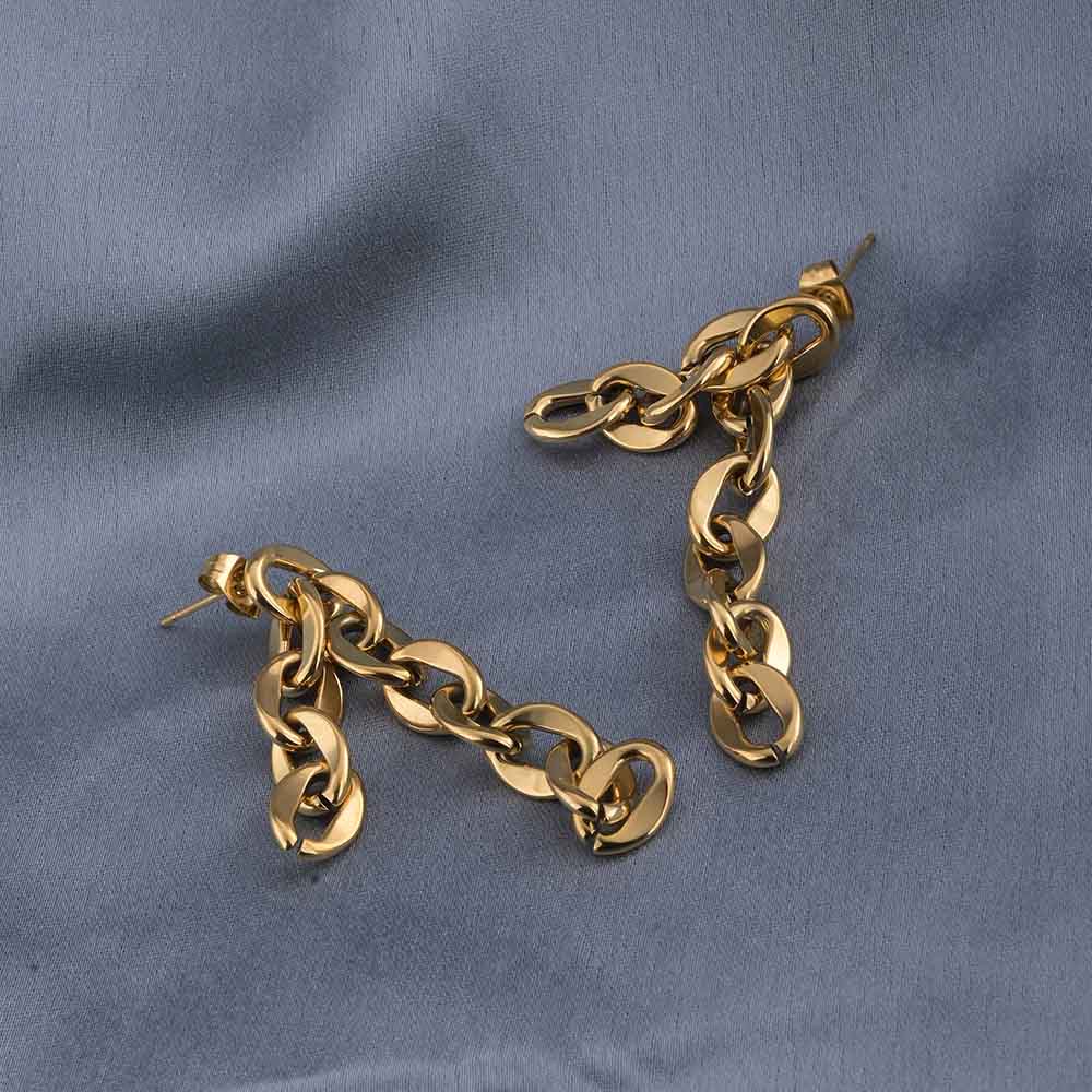 Dangling Gold Chain Drop Earrings