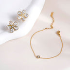Blooming Diamonds Stud Earring & Solitary Spark Bracelet Combo Set