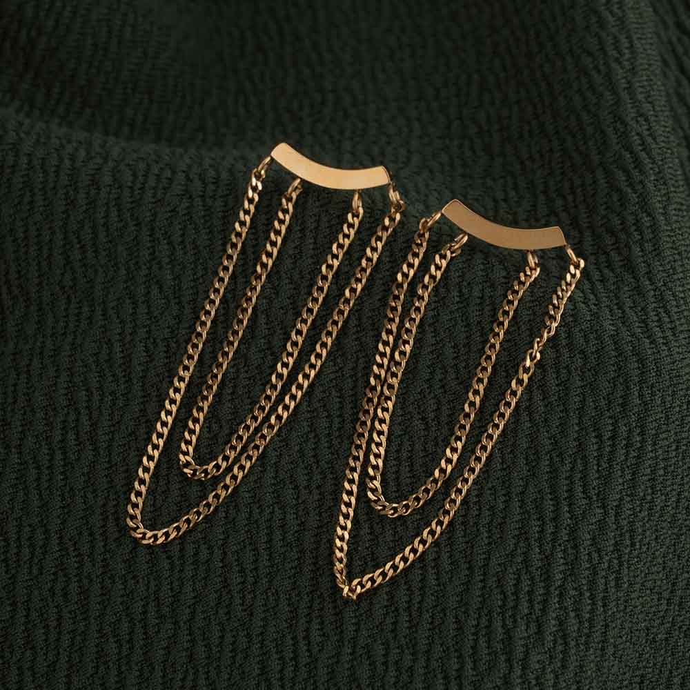 Gold Layered Chain Drop Earrings