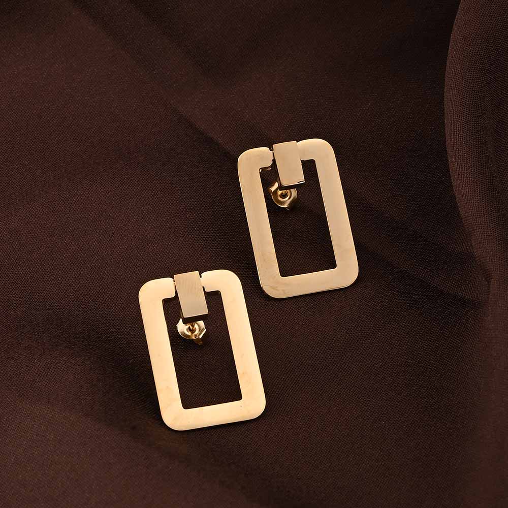 Gold Square Stud Earrings