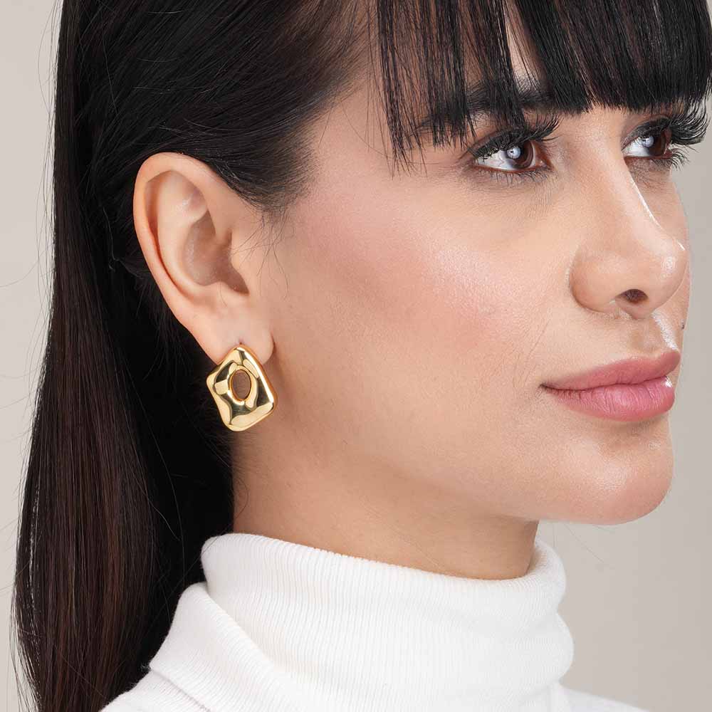 Gold Statement Stud Earrings
