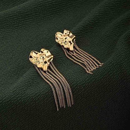 Modern Drop Earrings with Gold Chains