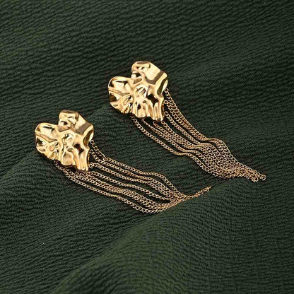 Modern Drop Earrings with Gold Chains
