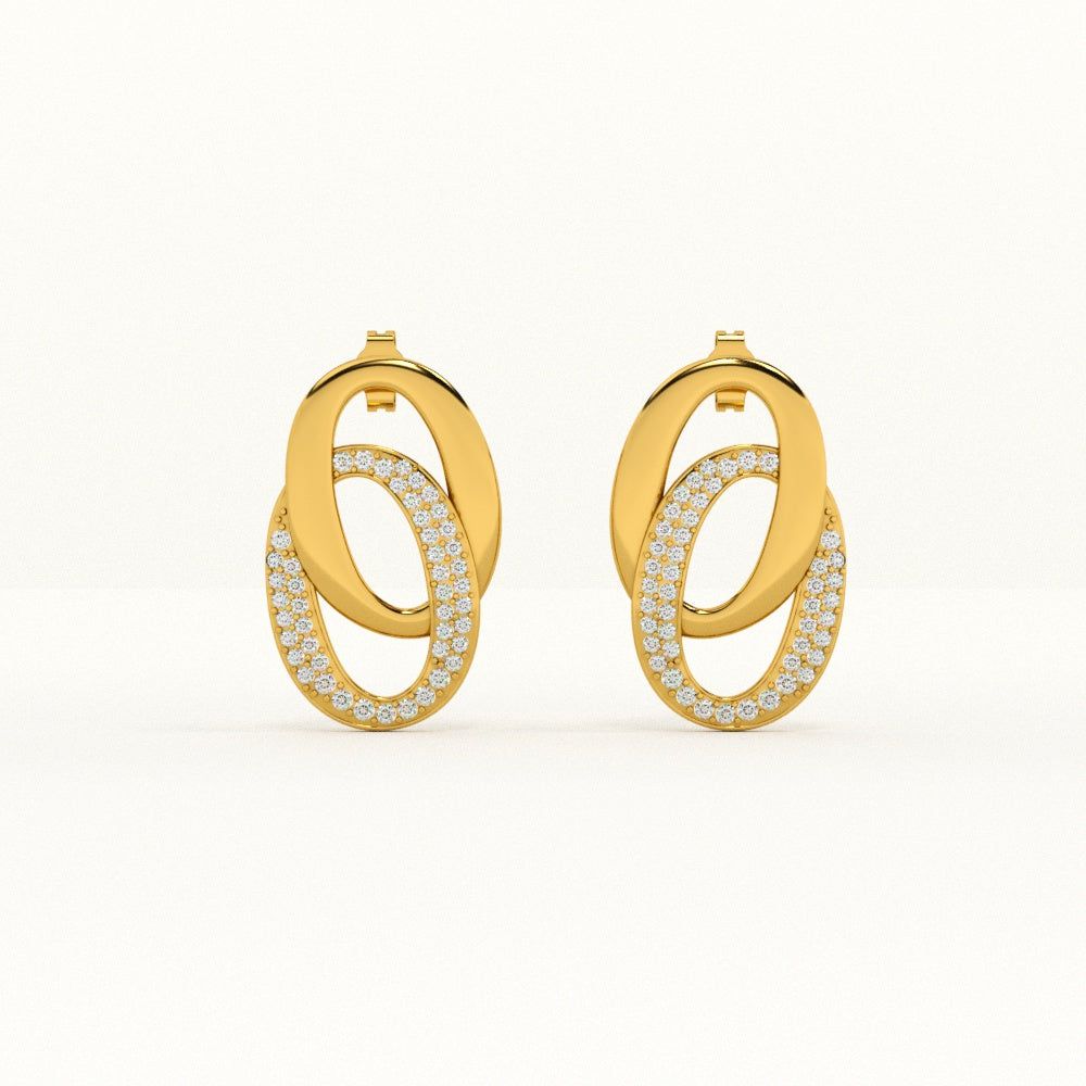 Dazzling Stone Bangle Bracelet & Elegant Interlinked Stud Earrings Combo Set