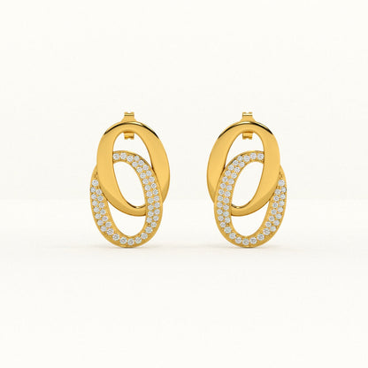 Dazzling Stone Bangle Bracelet & Elegant Interlinked Stud Earrings Combo Set