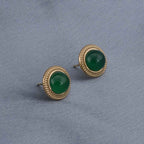 Classic Green Stud Gold Earrings